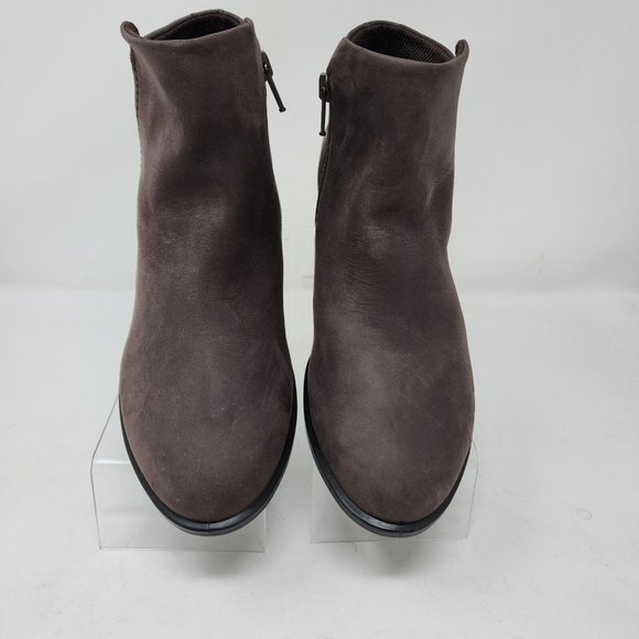 Ecco Western Booties Womens 5 Brown Nubuck Leather Zip Boots - Picture 5 of 8
